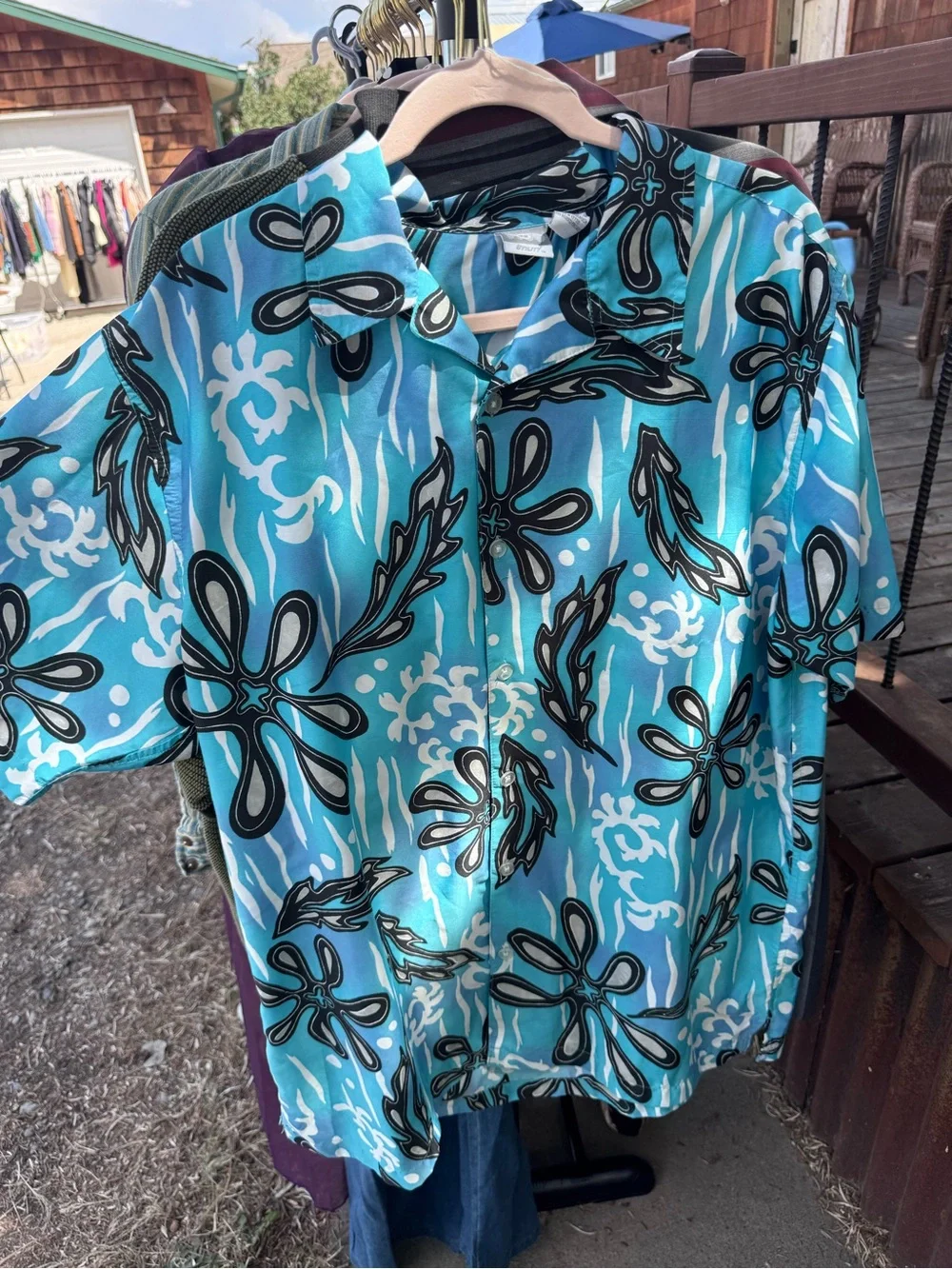 Blue Floral Hawaiian Button-Up Shirt - Men’s
